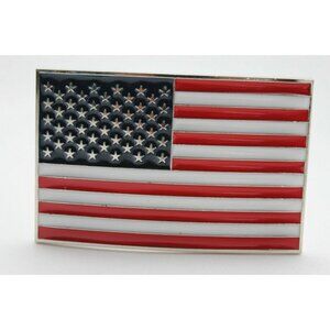 Women Men Silver Metal Western Fashion Buckle 3D United States Flag USA Casual